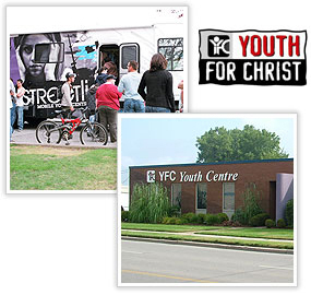 Youth for Christ logo and image montage